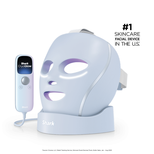 Shark CryoGlow™ LED Face Mask & Charging Stand in Blue